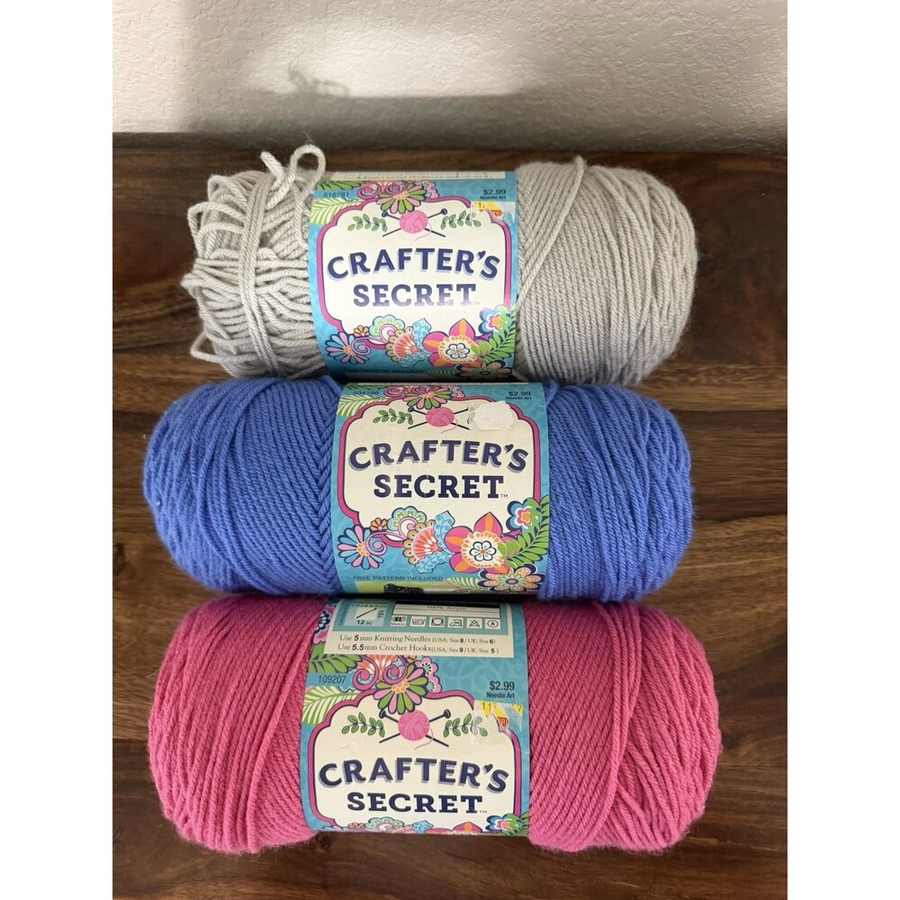 Crafter's Secret Yarn Color Passion Hydrangea And Passport. Lot of 3